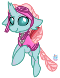 Size: 814x1065 | Tagged: safe, artist:rainbow eevee, ocellus, changedling, changeling, g4, clothes, female, goggles, paw patrol, simple background, skye (paw patrol), solo, transparent background