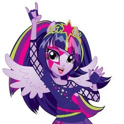 Size: 640x640 | Tagged: safe, twilight sparkle, equestria girls, g4, my little pony equestria girls: rainbow rocks, official, clothes, concept art, devil horn (gesture), fishnet clothing, gloves, ponied up, rainbow rocks outfit, rock (music), rocker, shirt, t-shirt