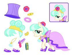 Size: 750x580 | Tagged: safe, coco pommel, earth pony, pony, g4, clothes, concept art, cutie mark magic, dress, female, flower, hotel chic, irl, key, photo, shoes, toy