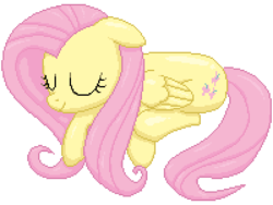 Size: 400x300 | Tagged: safe, artist:stridah, fluttershy, pegasus, pony, g4, cute, eyes closed, female, floppy ears, lying down, mare, pixel art, shyabetes, simple background, sleeping, smiling, solo, transparent background