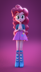 Size: 1080x1920 | Tagged: safe, artist:creatorofpony, artist:rjrgmc28, pinkie pie, equestria girls, g4, 3d, blender, boots, bracelet, clothes, female, high heel boots, jewelry, shoes, skirt, solo