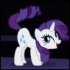 Size: 100x100 | Tagged: safe, artist:webkinzfun8, screencap, rarity, pony, unicorn, friendship is magic, g4, season 1, animated, butt shake, castle of the royal pony sisters, cropped, female, gif, gif for breezies, mare, open mouth, picture for breezies, sexy, smiling, solo, tail whip