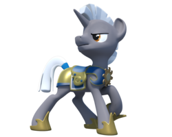 Size: 1280x1024 | Tagged: safe, artist:clawed-nyasu, oc, oc only, oc:scope, pony, unicorn, 3d, 3d model, armor, commission, male, simple background, solo, stallion, transparent background