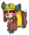 Size: 852x1013 | Tagged: safe, artist:rainbow eevee, yona, yak, g4, bow, clothes, cloven hooves, collar, female, hair bow, hard hat, looking up, monkey swings, paw patrol, rubble (paw patrol), simple background, solo, transparent background