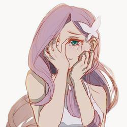 Size: 1000x1000 | Tagged: safe, artist:dez, fluttershy, human, g4, clothes, crying, female, humanized, sleeveless, solo, tank top