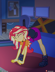 Size: 3090x4000 | Tagged: safe, artist:dieart77, sunset shimmer, equestria girls, equestria girls series, g4, clothes, commission, dancing, eyes closed, female, humans doing horse things, meme fuel, smiling, solo