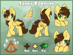 Size: 3600x2700 | Tagged: safe, artist:sapphfyr, oc, oc only, oc:sandy fortune, pegasus, pony, commission, commissioner:sandyfortune, female, high res, mare, reference sheet, solo