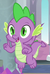 Size: 426x638 | Tagged: safe, screencap, spike, dragon, g4, uprooted, claws, cropped, flying, male, smiling, tail, winged spike, wings