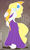 Size: 900x1493 | Tagged: safe, artist:atryl, artist:kirrol, oc, oc only, anthro, blonde hair, clothes, dress, eyeshadow, female, flower, flower in hair, makeup, purple, solo, virgo, zodiac