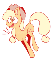 Size: 2060x2372 | Tagged: safe, artist:maxieforest, applejack, earth pony, pony, g4, cute, dock, exclamation point, female, high res, jackabetes, mare, no pupils, open mouth, simple background, solo, transparent background