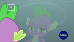 Size: 1920x1080 | Tagged: safe, screencap, spike, dragon, g4, uprooted, discovery family logo, grin, male, reflection, smiling, solo, tv rating, tv-y
