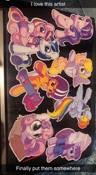 Size: 646x1177 | Tagged: safe, artist:bobdude0, derpy hooves, dinky hooves, maud pie, princess cadance, princess flurry heart, rainbow dash, scootaloo, shining armor, starlight glimmer, sweetie belle, tom, earth pony, pony, g4, box, computer, laptop computer, pony in a box, scooter, snapchat, sticker, yoda soda creations