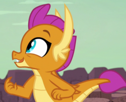 Size: 705x570 | Tagged: safe, screencap, smolder, dragon, g4, uprooted, cropped, cute, dragoness, female, happy, smolderbetes, solo