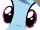 Size: 130x99 | Tagged: safe, editor:undeadponysoldier, screencap, rainbow dash, pony, g4, close-up, extreme close-up, looking at you, picture for breezies, staring into your soul