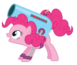 Size: 605x512 | Tagged: safe, artist:biggernate91, edit, editor:biggernate91, part of a set, pinkie pie, earth pony, pony, g4, party cannon, weapon