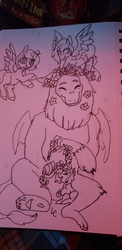 Size: 1308x2688 | Tagged: safe, artist:lightningchaserarts, scorpan, pony, 30 minute art challenge, cute, diascorpes, floral head wreath, flower, sketch, traditional art