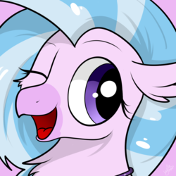 Size: 950x950 | Tagged: safe, artist:llhopell, silverstream, classical hippogriff, hippogriff, pony, g4, chest fluff, cute, diastreamies, eyes closed, female, smiling, solo