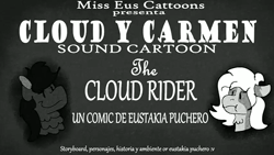 Size: 852x480 | Tagged: safe, artist:euspuche, oc, oc only, oc:carmen garcía, oc:cloud rider, pegasus, pony, animated, cloud, explosion, female, flying, frame by frame, laughing, lightning, male, mare, missing cutie mark, monochrome, rocket launcher, sign, song, sound, stallion, tree, video, webm