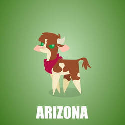 Size: 1280x1280 | Tagged: safe, artist:aha-mccoy, arizona (tfh), cow, them's fightin' herds, bandana, community related, female, green background, pointy ponies, simple background, solo