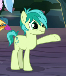 Size: 598x685 | Tagged: safe, screencap, sandbar, silverstream, smolder, earth pony, pony, g4, uprooted, cropped, cute, faic, male, offscreen character, sandabetes, smiling, smirk, twiface