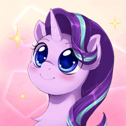Size: 1000x1000 | Tagged: dead source, safe, artist:evomanaphy, starlight glimmer, pony, unicorn, g4, animated, blushing, chest fluff, cute, daaaaaaaaaaaw, evomanaphy is trying to murder us, eye clipping through hair, eye shimmer, female, gif, glimmerbetes, happy, hnnng, mare, reformed starlight, smiling, solo, sparkles, sweet dreams fuel, weapons-grade cute, wide eyes