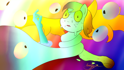 Size: 3840x2160 | Tagged: safe, artist:exxticcy, pony, dream, drugs, hand, high res, melting, not salmon, rainbow, stare, surreal, trippy, wat