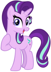 Size: 5402x7649 | Tagged: safe, artist:andoanimalia, starlight glimmer, pony, unicorn, g4, triple threat, absurd resolution, cute, eyelashes, female, glimmerbetes, mare, new look, open mouth, raised hoof, reformed starlight, simple background, solo, transparent background, vector, vector trace