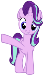 Size: 696x1149 | Tagged: safe, starlight glimmer, pony, unicorn, celestial advice, g4, cute, female, glimmerbetes, happy, looking at you, mare, raised hoof, reformed starlight, simple background, smiling, solo, transparent background, vector
