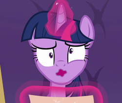 Size: 1272x1080 | Tagged: safe, screencap, twilight sparkle, alicorn, pony, g4, the beginning of the end, armchair, chair, eyeroll, faic, female, great moments in animation, magic, mare, paper, solo, twilight sparkle (alicorn), weird