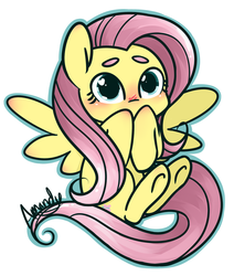 Size: 1032x1216 | Tagged: safe, artist:lilliesinthegarden, fluttershy, pegasus, pony, g4, blushing, chibi, cute, female, heart eyes, hiding behind hooves, mare, shyabetes, simple background, solo, spread wings, white background, wingding eyes, wings
