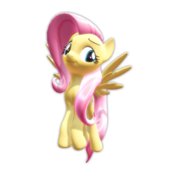 Size: 3000x3000 | Tagged: safe, artist:equmoria, fluttershy, pony, g4, 3d, female, high res, mmd, simple background, solo, transparent background