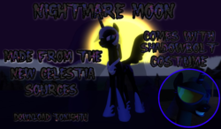 Size: 1024x600 | Tagged: dead source, safe, artist:nanayashikiplz, nightmare moon, pony, g4, .zip file at source, 3d, 3d model, clothes, costume, downloadable, female, gmod, night, shadowbolts costume, solo