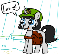 Size: 640x600 | Tagged: editor needed, safe, artist:ficficponyfic, oc, oc only, oc:joyride, pony, unicorn, colt quest, child, color, colored, cute, dirt, female, filly, foal, grass, happy, hat, horn, innocent, letter, mail, mailbag, mailmare, mailmare hat, mailpony, smiling, story included