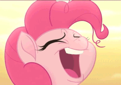 Size: 600x423 | Tagged: safe, screencap, pinkie pie, earth pony, pony, g4, my little pony: the movie, animated, bone dry desert, cropped, desert, desert sun madness, faic, female, gif, insanity, kek, laughing, laughingmares.jpg, mare, messy mane, solo