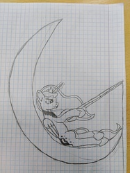 Size: 3016x4032 | Tagged: safe, artist:zeka10000, princess luna, pony, g4, dreamworks, female, graph paper, lined paper, moon, sketch, solo, traditional art