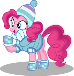 Size: 2552x2625 | Tagged: safe, artist:redfire-pony, pinkie pie, earth pony, pony, g4, female, high res, simple background, solo, transparent background, winter outfit