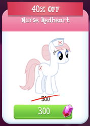 Size: 354x498 | Tagged: safe, gameloft, nurse redheart, pony, g4, crack is cheaper, game, gem