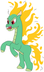 Size: 1967x3186 | Tagged: safe, artist:supahdonarudo, tianhuo (tfh), longma, them's fightin' herds, angry, community related, forked tongue, mane of fire, reeee, sharp teeth, teeth, this will end in death, this will end in tears, this will end in tears and/or death, tongue out