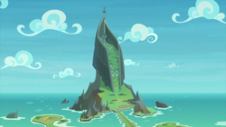 Size: 2100x1180 | Tagged: safe, screencap, g4, uprooted, background, cloud, island, mount aris, no pony, scenery, sky