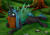 Size: 6000x4250 | Tagged: safe, artist:darksly, queen chrysalis, changeling, changeling queen, g4, the beginning of the end, blushing, changelings in the comments, crown, fangs, female, jewelry, loser, regalia, solo, tongue out, tree, tree stump