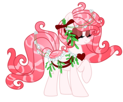 Size: 1280x1062 | Tagged: safe, artist:crystal-tranquility, oc, oc only, oc:mistletoe, original species, pond pony, deviantart watermark, eyes closed, female, obtrusive watermark, simple background, solo, transparent background, watermark