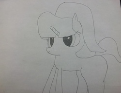 Size: 3918x3000 | Tagged: safe, artist:undeadponysoldier, starlight glimmer, pony, unicorn, g4, could be better, cute, female, high res, lineart, simple, small ears, solo, traditional art