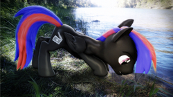 Size: 750x420 | Tagged: safe, artist:lux-the-pegasus, oc, oc only, oc:lux, pegasus, pony, 3d, irl, male, photo, ponies in real life, river, source filmmaker, stallion