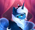 Size: 3333x2859 | Tagged: safe, artist:magnaluna, princess luna, alicorn, pony, g4, alternate design, bust, butt fluff, colored pupils, colored wings, crown, curtains, cute, ear fluff, ethereal mane, eye clipping through hair, eyebrows, eyebrows visible through hair, female, folded wings, gradient wings, high res, jewelry, lidded eyes, lunabetes, mare, regalia, solo, starry mane, starry wings, wings