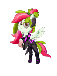 Size: 3000x4000 | Tagged: safe, artist:shinika, oc, oc only, oc:watermelana, pegasus, pony, bipedal, boots, cape, clothes, cosplay, costume, female, freckles, gradient hooves, mare, moira, overwatch, shoes, simple background, solo, transparent background, wings