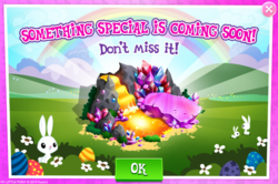 Size: 1034x686 | Tagged: safe, gameloft, angel bunny, father knows beast, g4, advertisement, crystal, easter, gem, holiday, limited-time story