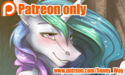 Size: 1672x1000 | Tagged: source needed, useless source url, safe, artist:sunny way, princess celestia, alicorn, anthro, rcf community, g4, advertisement, blushing, cute, female, mare, patreon, patreon exclusive, patreon logo, patreon preview, paywall content, smiling