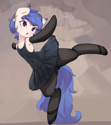 Size: 2103x2372 | Tagged: safe, artist:qweeli, oc, oc only, earth pony, pony, armpits, ballerina, ballet, bipedal, clothes, ear piercing, earring, en pointe, female, high res, jewelry, mare, piercing, solo, standing on one leg, tutu