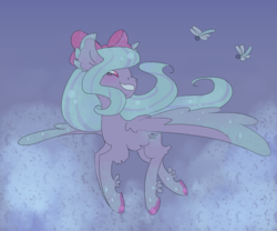 Size: 1280x1067 | Tagged: safe, artist:coolgote, flitter, dragonfly, pegasus, pony, g4, colored ears, colored hooves, cute, ear fluff, female, flitterbetes, leg fluff, mare, smiling, solo, spread wings, two toned wings, wing fluff, wings