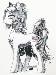 Size: 957x1280 | Tagged: safe, artist:swaybat, oc, oc only, pony, chest fluff, female, looking at you, mare, solo, traditional art